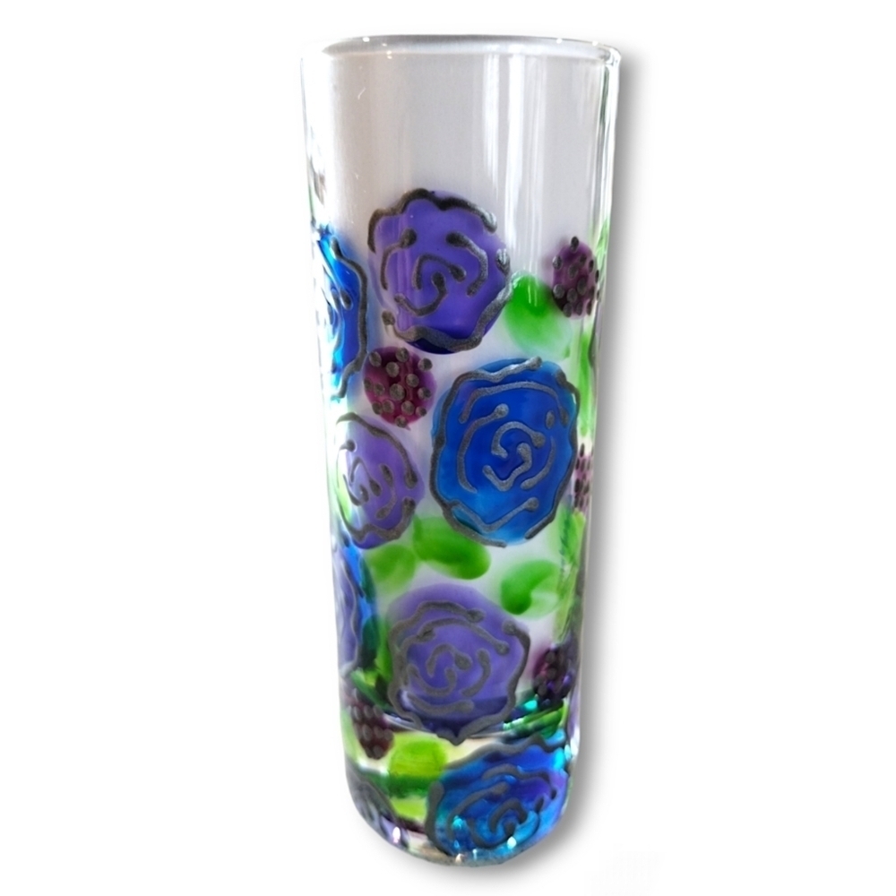 Hand Painted Floral Art Double Shot Glass